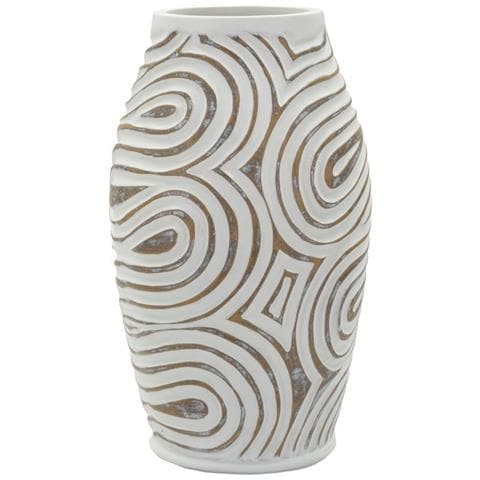 Vaso Oblix Medio In Resina Bianca Anticata - Foto 1