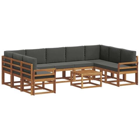 Set di divani da esterno 10 pcs Naturale e Antracite - Foto 1