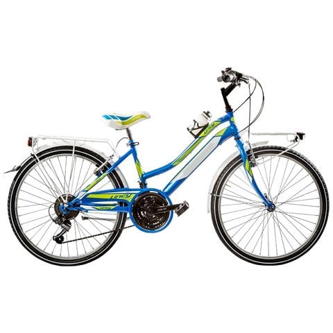 Bici Da Ragazza Mountain Bike 24 Mtb Lincy Bicicletta Ly24c18v Con Cambio 18v Completa Di Accessori Con Luci A Led - 35 Azzurro Verde - Foto 1