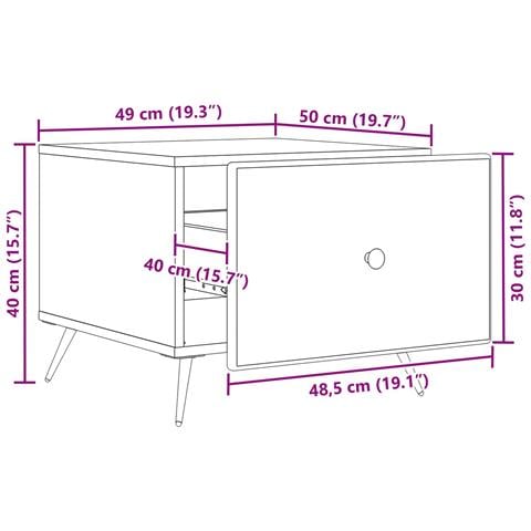 Tavolino da salotto Nero 49 x 50 x 40 cm Legno ingegnerizzato - Foto 9