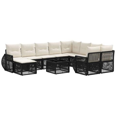 Set Divano da Giardino 11 pz Nero polyrattan - Foto 1