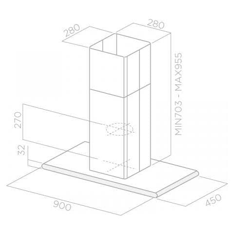 Cappa Isola GALAXY ISLAND BLIX /A / 90X45 Aspirant 90 cm Colore Acciaio inox - Foto 4