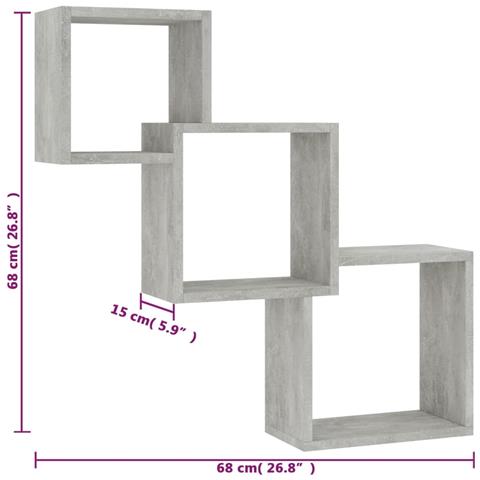 Mensole a Muro Cubiche Grigio Cemento 84,5x15x27 cm Truciolato - Foto 2
