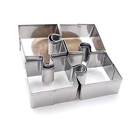 4 Mini Tagliabiscotti In Acciaio Inox - Puzzle - Foto 1
