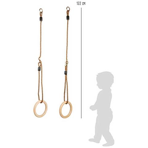 Piccolo Piede 11592 Anelli Da Ginnastica In Legno Massiccio Per Bambini A Cura Di Corda Adulticon Regolabili Giocattoli - Foto 5