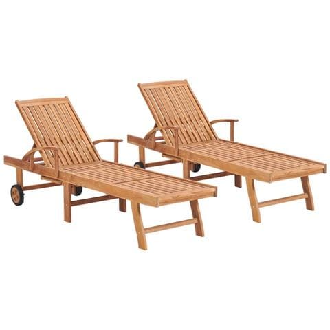 Lettini Prendisole 2 pz in Legno Massello di Teak - Foto 1