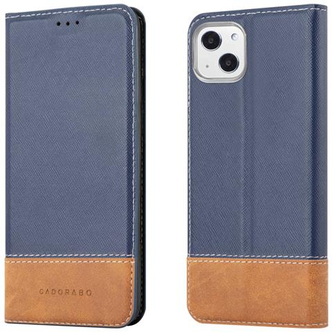 Custodia Compatibile Con Apple Iphone 13 Mini In Blu Scuro Marrone - Coperchio Protettiva Con Chiusura Magnetica, Funzione Stand E Tasca Per Le Carte - Foto 8