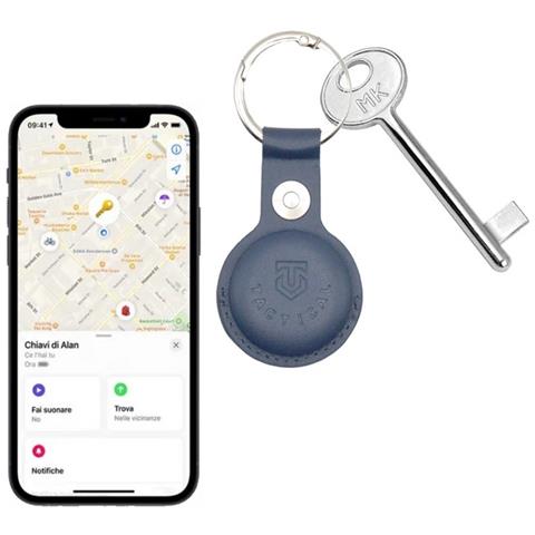 Custodia Originale Ciondolo Per Apple Airtag Beam Leather Blu - Foto 5