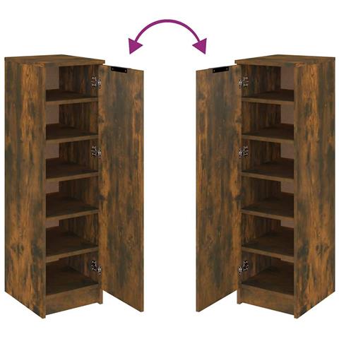 Scarpiera Rovere Fumo 30x35x100 Cm In Legno Multistrato - Foto 2