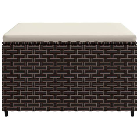Poggiapiedi Da Giardino Con Cuscini 2 Pz In Polyrattan Marrone - Foto 2