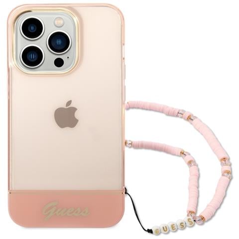 Pc /tpu Camera Outline Translucent Case With Strap Fr Apple Iphone 14 Pro - Pink (guhcp14lhgcohp) - Foto 1