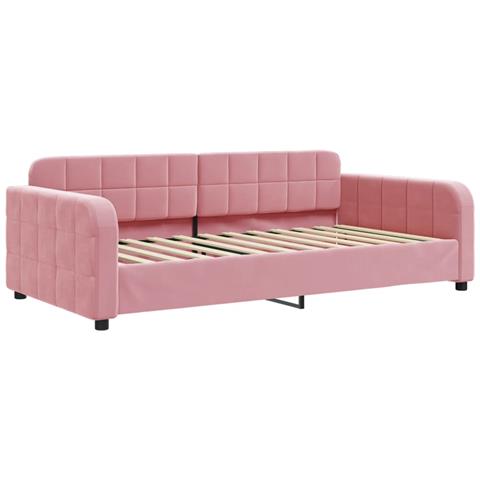 Divano Letto Estraibile Con Cassetti Rosa 100x200 Cm Velluto - Foto 9