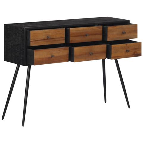 Tavolo Consolle Con Cassetti 116x30x76cm Teak Massello Recupero - Foto 2