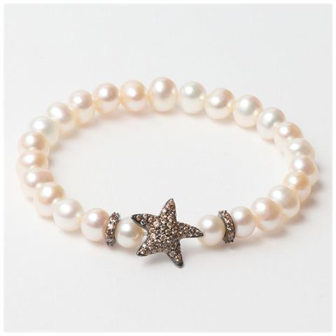 Bracciale Donna Lancaster Jla-br-star-4-wh Marrone Bianco Argento Puro 16 Mm - Foto 1