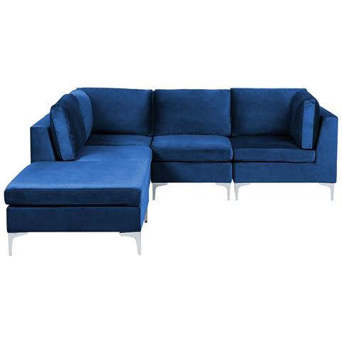 4 Posti Evja Velluto Blu Marino Con Ottomana Lato Destro - Foto 8
