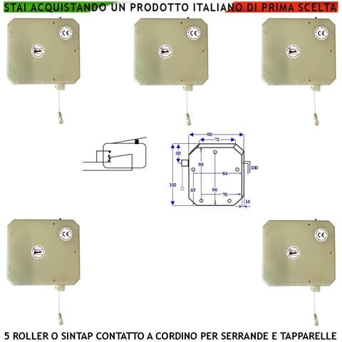 Sensore Antifurto A Cordino 5 Pezzi Protegge La Tapparella Dal Taglio Strappo E Sollevamento Fune In Nylon Scorre Su C - Foto 1