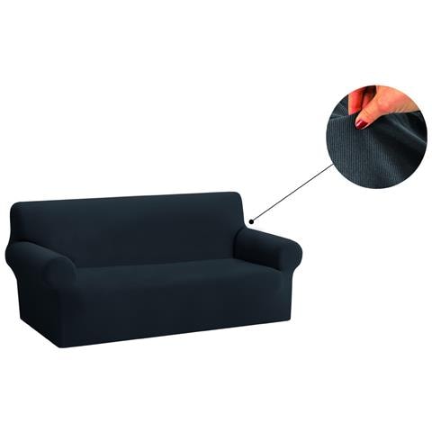 Copridivano Copriseduta Sofà Elasticizzato Tinta Unita Smile Tessuto Millerighe 4 Posti Stone - Foto 1