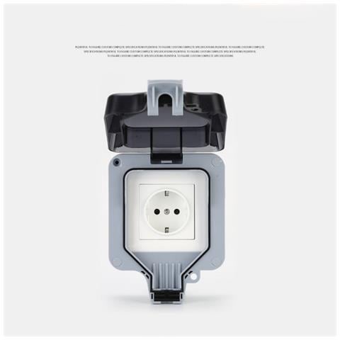 Presa Da Muro Per Esterno Con Coperchio Ip66 Presa Elettrica 16a 250v Grey - Foto 4