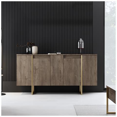 Luxor - Credenza Design Legno E Oro 160 Cm - 4 Ante - Foto 1
