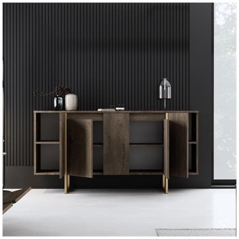 Luxor - Credenza Design Legno E Oro 160 Cm - 4 Ante - Foto 8