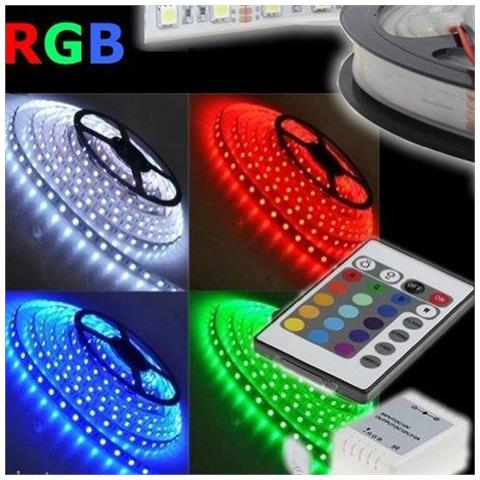 Striscia A Led Smd 5050 Rgb Ip65 5 Metri Bobina Alimentatore E Telecomando Aipiy - Foto 1