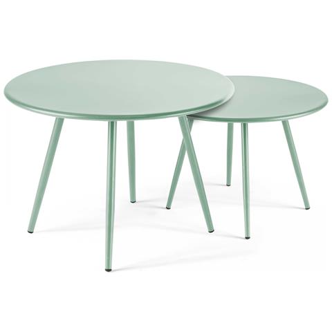 Outsunny Set Di 2 Tavolini Da Giardino, Tavolini Triangolari, Struttura In