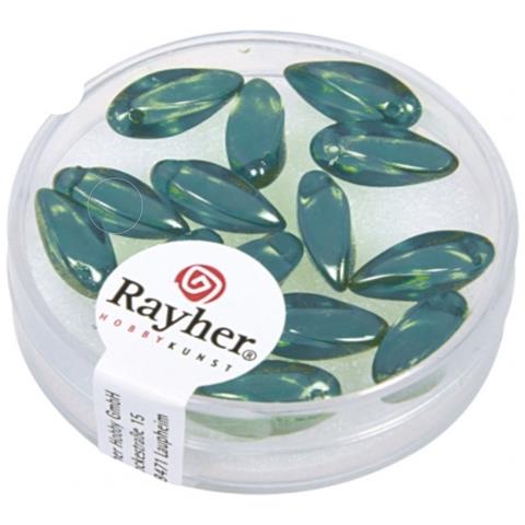 Rayher - 15 Pezzi - Perle In Vetro A Goccia 6x12mm - Colore Turchese - Foto 1