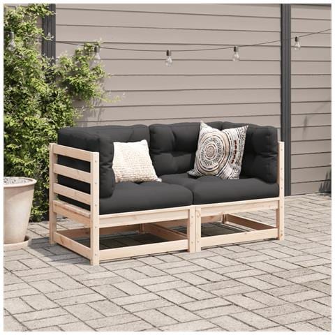 Set Divani Giardino 2 Pz Con Cuscini In Legno Massello Di Pino - Foto 3