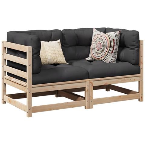 Set Divani Giardino 2 Pz Con Cuscini In Legno Massello Di Pino - Foto 1