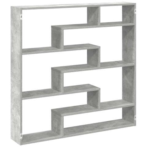 Mensola A Cubo Da Parete 7 Scomparti Truciolato Grigio Cemento - Foto 2