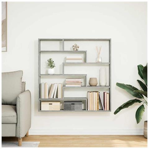 Mensola A Cubo Da Parete 7 Scomparti Truciolato Grigio Cemento - Foto 3