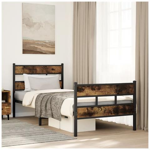 Giroletto Senza Materaso In Metallo Rovere Fumo 107x203 Cm - Foto 1