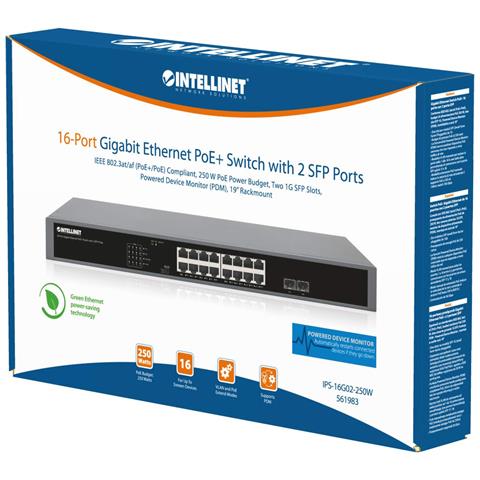 561983 switch di rete Non gestito Gigabit Ethernet (10/100/1000) Supporto Power over Ethernet (PoE) 1U Nero - Foto 2