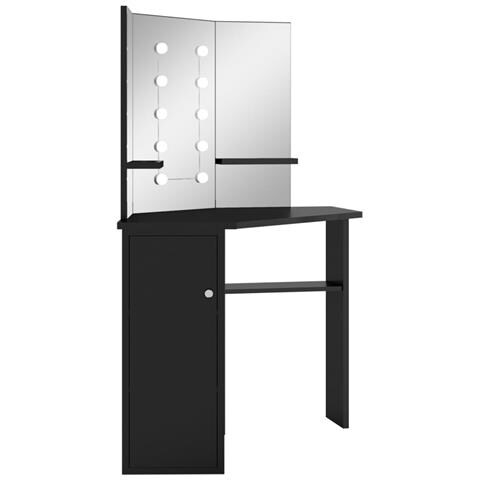 Lusso Casadino - Tavolino Da Trucco Angolare Con Led Nero 111x54x141,5 Cm - Foto 2