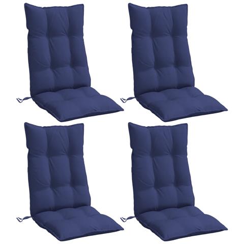 Cuscini Sedia Con Schienale Alto 4 Pz Blu Marino Tessuto Oxford - Foto 2