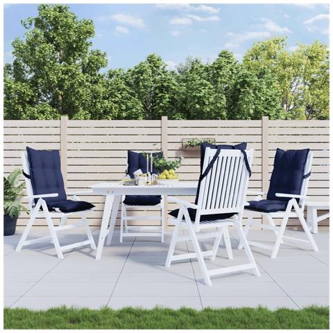 Cuscini Sedia Con Schienale Alto 4 Pz Blu Marino Tessuto Oxford - Foto 8