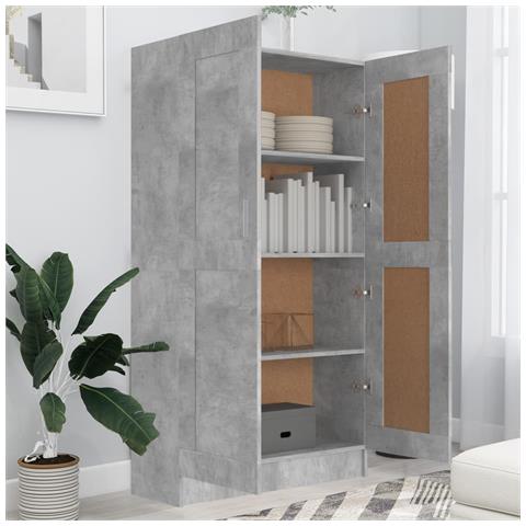Lusso Casadino - Libreria Grigio Cemento 82,5x30,5x150 Cm In Legno Multistrato - Foto 2