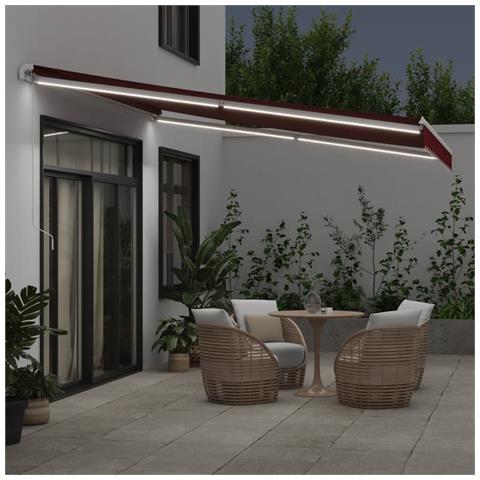 Lusso Casadino -  Tenda Da Sole Retrattile Manuale Con Led Bordò 400x300 Cm - Foto 2