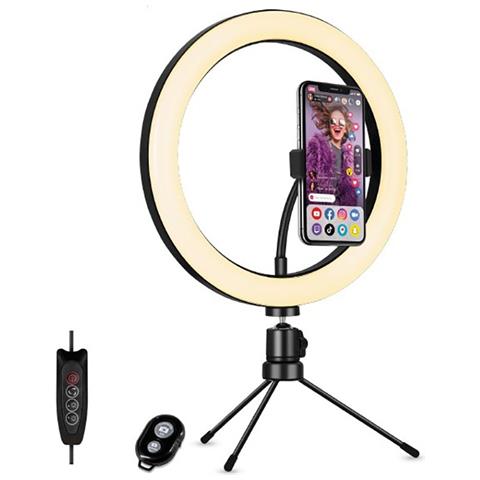 Treppiede Con Anello Luminoso Rotante Da 10, Nero - Foto 1