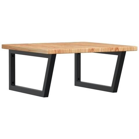 Ripiano A Parete Per Lavabo In Acciaio E Massello Di Rovere - Foto 1