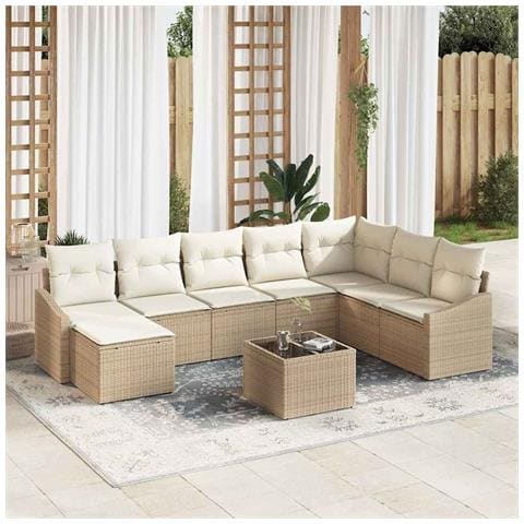 Set Divano da Giardino da 9 Pezzi con Cuscini Brown Rattan Sintetico - Foto 2