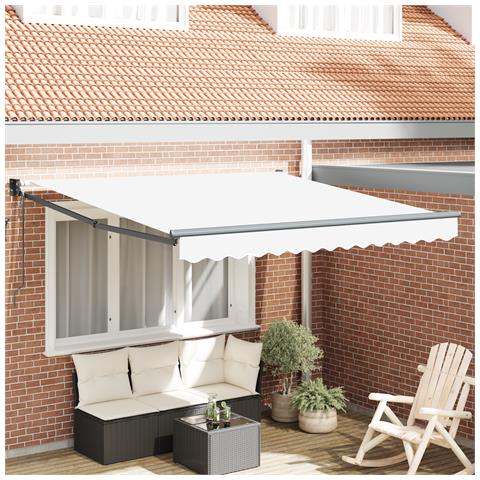 Tenda retrattile automatica Bianca 350x250 cm, Tessuto di ricambio per tenda per telaio 3.5x2.5 m Bianca - Foto 2