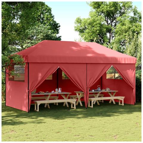 Tendone per Feste Pieghevole Pop-Up con 4 Pareti Bordò - Foto 2