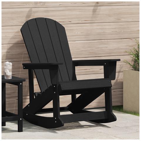 Sedia a dondolo Adirondack Nera 73.5x92x90 cm HDPE - Foto 2