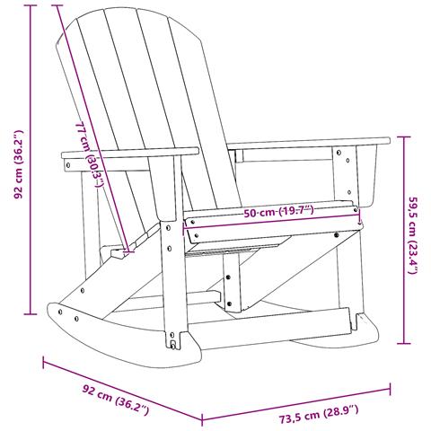 Sedia a dondolo Adirondack Nera 73.5x92x90 cm HDPE - Foto 9