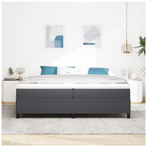 Letto  Grigio Scuro 200x200 cm Tessuto a Coste - Foto 2
