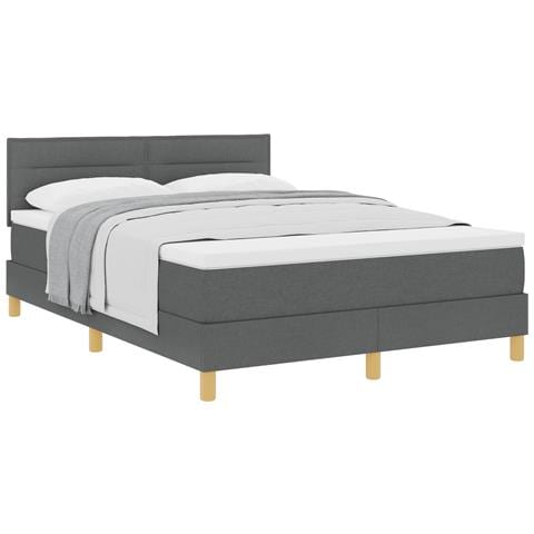 Letto con Box Spring e Materasso Grigio Scuro 140x200 cm Tessuto - Foto 1