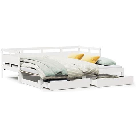 Letto Estraibile con Cassetti senza Materasso Bianco 90x200 cm - Foto 1