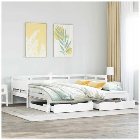 Letto Estraibile con Cassetti senza Materasso Bianco 90x200 cm - Foto 2