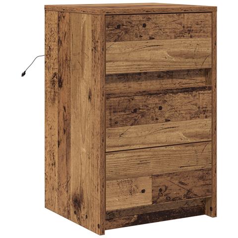 Comodino con luci LED in legno vecchio - Foto 1